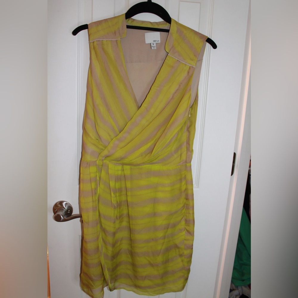 Greylin yellow work dress, size M